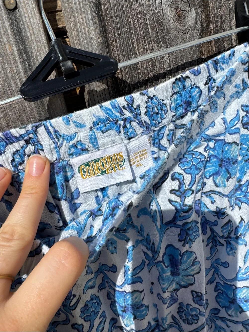 Vintage 100% Cotton Tank Top Blue Floral Pajama Top & Matching Capri Set